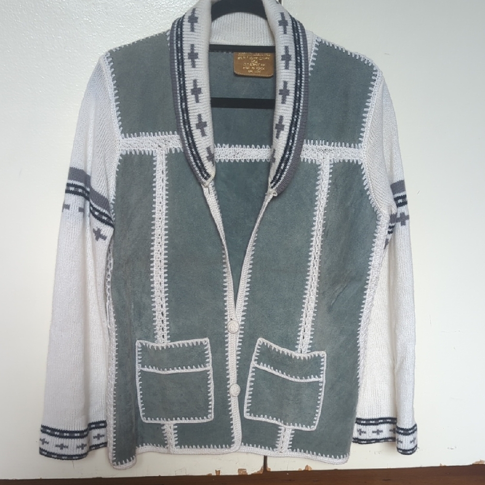 Vintage/Retro Gray and White Leather Jacket